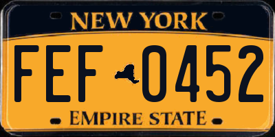 NY license plate FEF0452