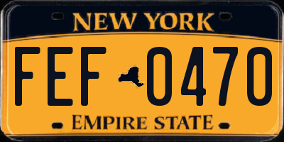 NY license plate FEF0470