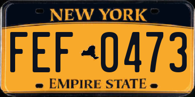 NY license plate FEF0473