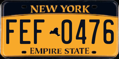 NY license plate FEF0476