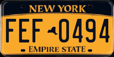 NY license plate FEF0494