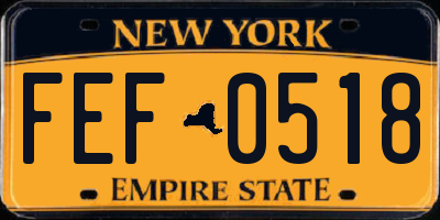 NY license plate FEF0518