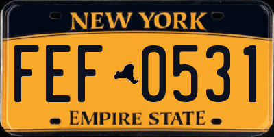 NY license plate FEF0531