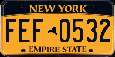 NY license plate FEF0532