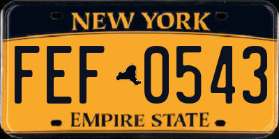 NY license plate FEF0543