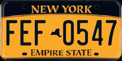 NY license plate FEF0547