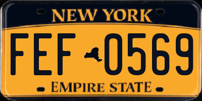 NY license plate FEF0569