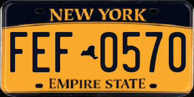 NY license plate FEF0570