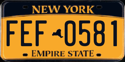 NY license plate FEF0581