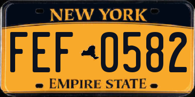 NY license plate FEF0582