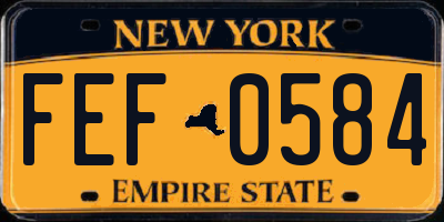 NY license plate FEF0584