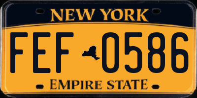 NY license plate FEF0586