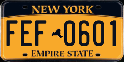 NY license plate FEF0601