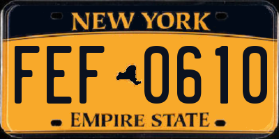 NY license plate FEF0610