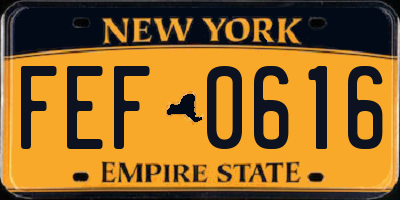 NY license plate FEF0616