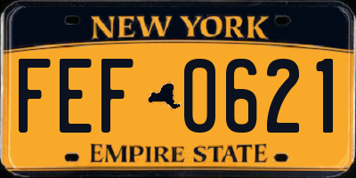 NY license plate FEF0621