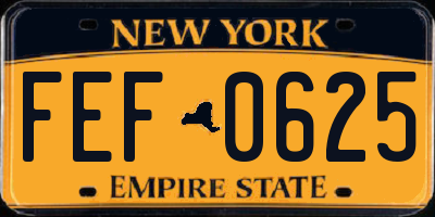 NY license plate FEF0625