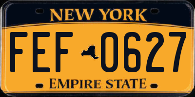 NY license plate FEF0627