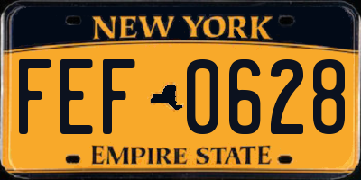 NY license plate FEF0628
