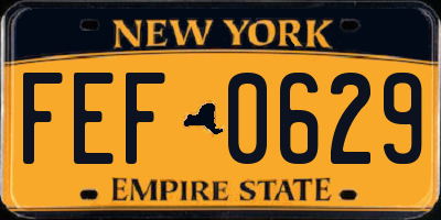 NY license plate FEF0629