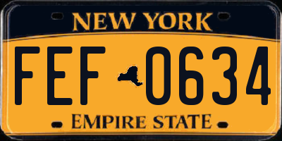 NY license plate FEF0634