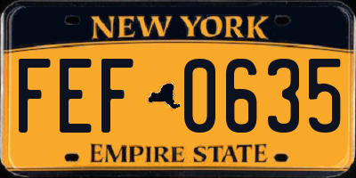 NY license plate FEF0635