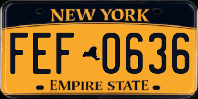 NY license plate FEF0636