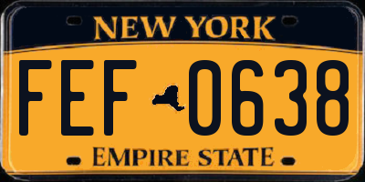 NY license plate FEF0638