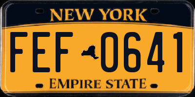 NY license plate FEF0641