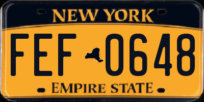 NY license plate FEF0648