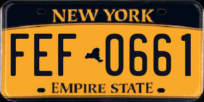 NY license plate FEF0661