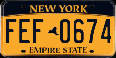 NY license plate FEF0674