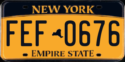 NY license plate FEF0676