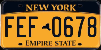 NY license plate FEF0678