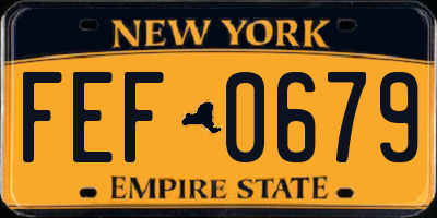 NY license plate FEF0679