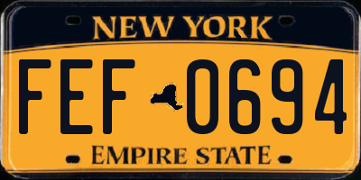 NY license plate FEF0694