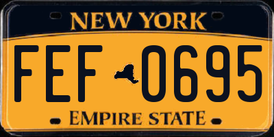 NY license plate FEF0695