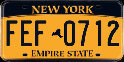 NY license plate FEF0712