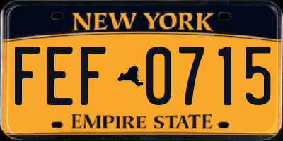 NY license plate FEF0715