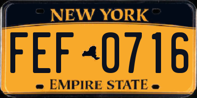 NY license plate FEF0716