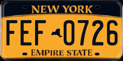 NY license plate FEF0726