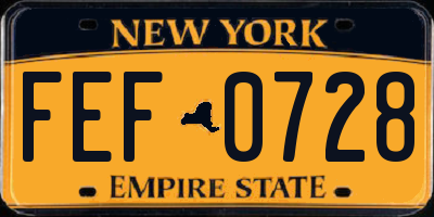 NY license plate FEF0728