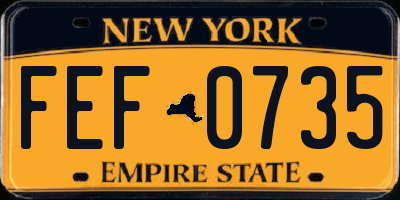 NY license plate FEF0735