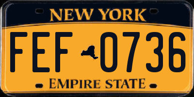 NY license plate FEF0736