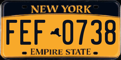 NY license plate FEF0738