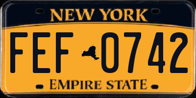 NY license plate FEF0742