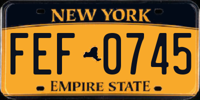 NY license plate FEF0745