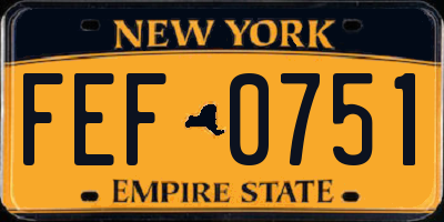 NY license plate FEF0751