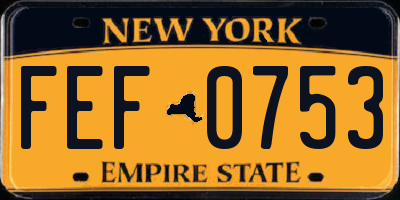 NY license plate FEF0753