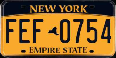 NY license plate FEF0754